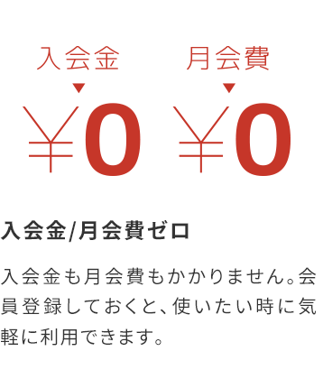 入会金／月会費ゼロ