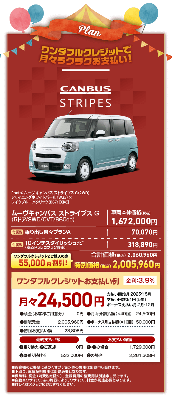 ワンダフルクレジットで月々ラクラクお支払い