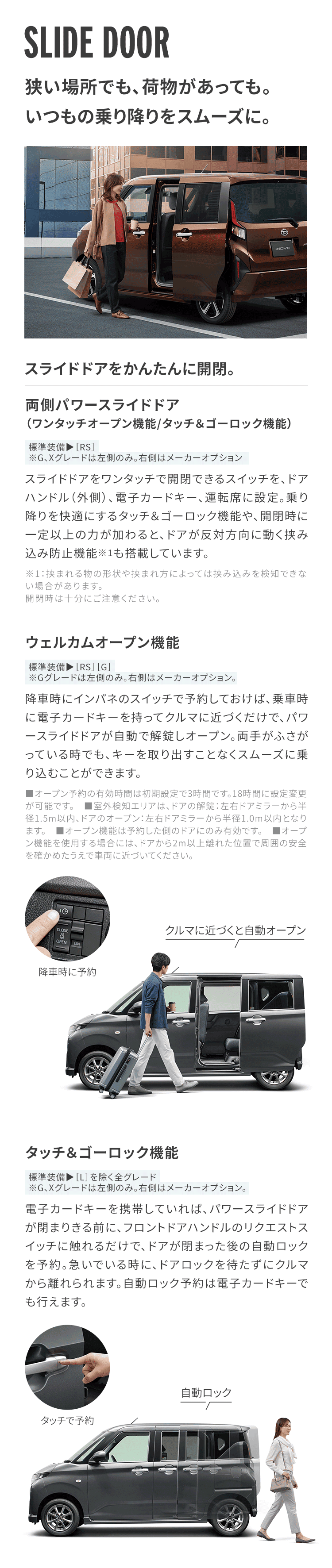 狭い場所でも、荷物があっても。いつもの乗り降りをスムーズに。