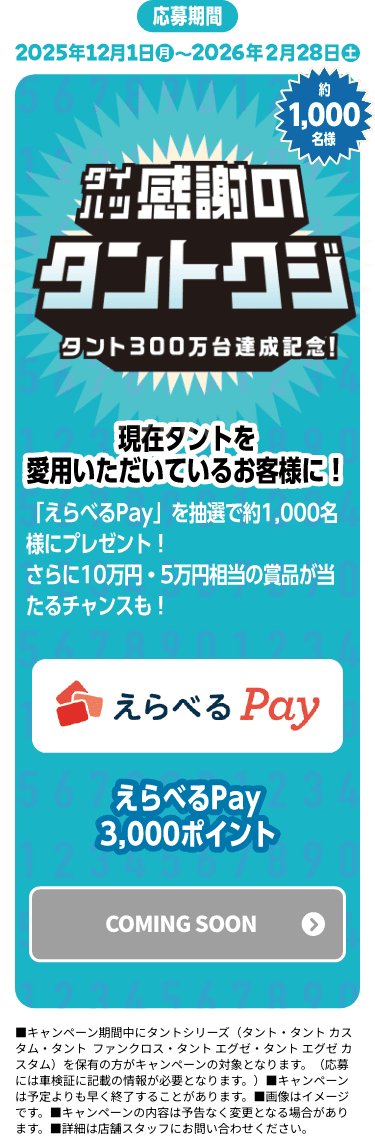 ダイハツ感謝のタントクジ